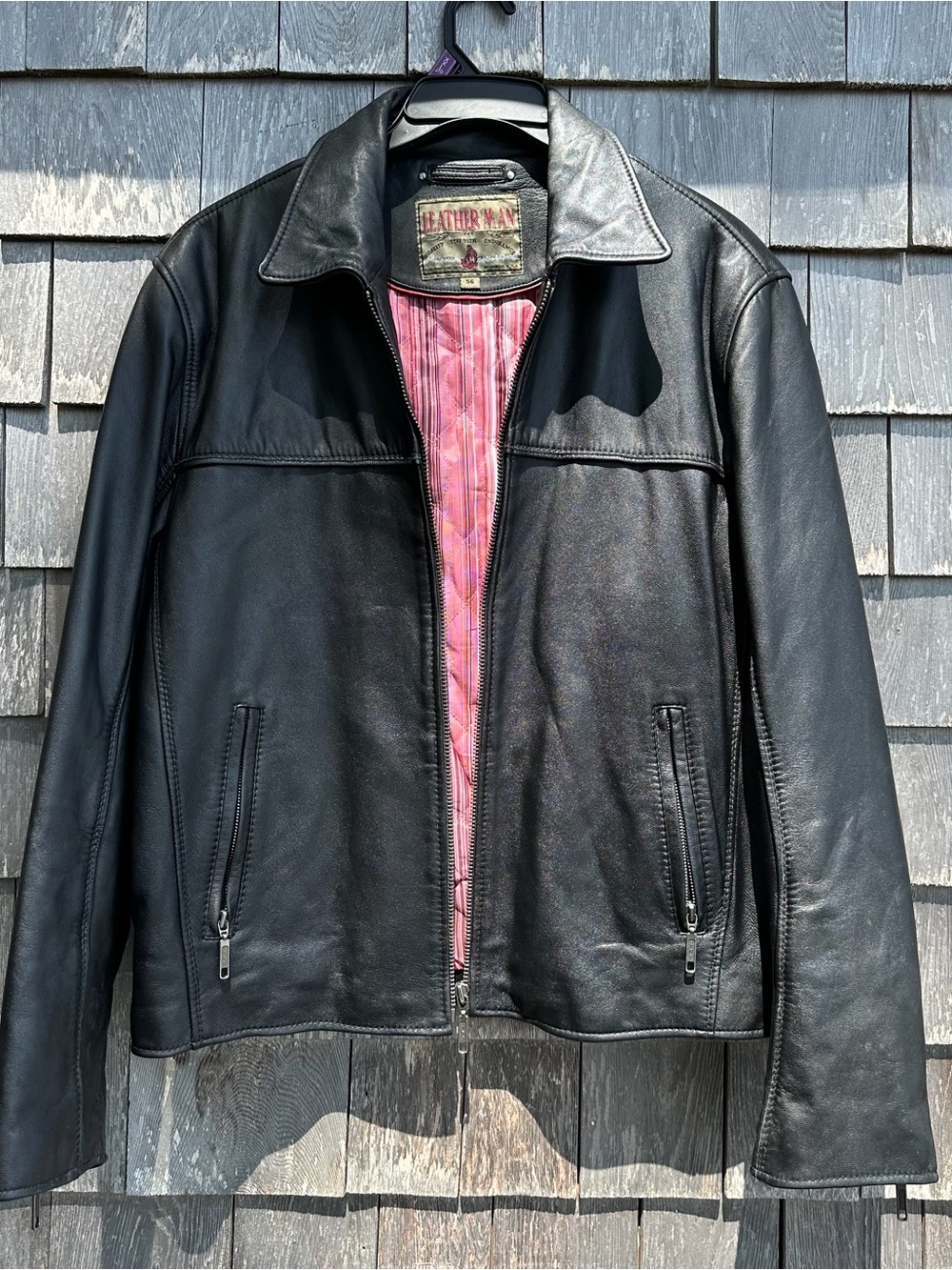 Vintage 90s Leather Man Black Genuine Leather Jacket Size EU 56
